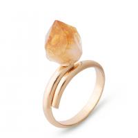 Natural Quartz Finger Ring, Citrine, with Brass, gold color plated, Adjustable & Unisex, yellow, 10-15mm, Inner Diameter:Approx 20mm, Sold By PC