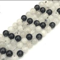 Natürlicher Quarz Perlen Schmuck, Schwarzer Rutilquarz, rund, DIY & verschiedene Größen vorhanden, gemischte Farben, verkauft per ca. 38 cm Strang