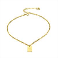 Stainless Steel Anklet Titanium Steel with 4cm extender chain Rectangle Vacuum Ion Plating for woman Length Approx 21 cm Sold By PC
