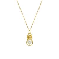 Collier d'acier titane, avec perle de plastique, avec 5cm chaînes de rallonge, Ampoule, pour femme, doré, 14x26mm, Longueur:Environ 40 cm, Vendu par PC