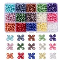 Resin Beads, with Plastic Box, Round, DIY, mixed colors, 175x100x25mm, Approx 1200PCs/Box, Sold By Box