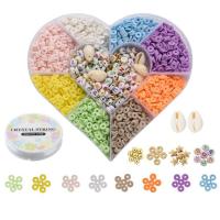 argila de polímero Conjunto de achados de joias, with Caixa plástica & fio elástico & acrilico, DIY, cores misturadas, 155x135x27mm, vendido por box