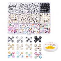 Acrylic Jewelry Finding Set, with Plastic Box & Elastic Thread, DIY, mixed colors, 130x100x22mm, Sold By Box