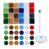 Glass Seed Beads Jewelry Finding Set with Plastic Box & Elastic Thread & Carbon Steel DIY mixed colors Sold By Set