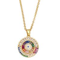 Cubic Zircon Micro Pave Brass Necklace with 2 extender chain Evil Eye plated micro pave cubic zirconia & for woman nickel lead & cadmium free Length 17.7 Inch Sold By PC