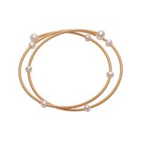 Freshwater Cultured Pearl Bracelet Brass with Freshwater Pearl gold color plated three layers & for woman white nickel lead & cadmium free Length 7.1 Inch Sold By PC