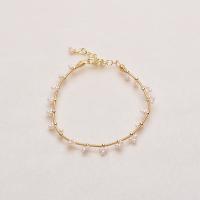 Freshwater Cultured Pearl Bracelet Brass with Freshwater Pearl gold color plated for woman white nickel lead & cadmium free Length 7.1 Inch Sold By PC