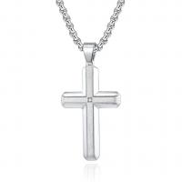 Stainless Steel Jewelry Necklace 316L Stainless Steel Cross polished fashion jewelry & for man Length Approx 23.62 Inch Sold By PC