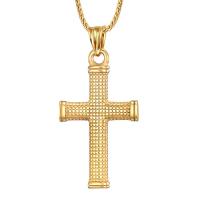 Stainless Steel Jewelry Necklace 316L Stainless Steel Cross polished fashion jewelry & for man golden Length Approx 23.62 Inch Sold By PC