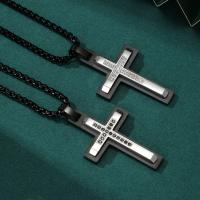Stainless Steel Jewelry Necklace, 316L Stainless Steel, Cross, polished, fashion jewelry & different styles for choice & for man & with rhinestone, more colors for choice, 28x43mm, Length:Approx 23.62 Inch, Sold By PC
