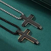 Titanium Steel Necklace, Cross, polished, fashion jewelry & different styles for choice & for man & with rhinestone, more colors for choice, 27x40mm, Length:Approx 23.62 Inch, Sold By PC