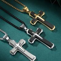 Stainless Steel Jewelry Necklace, 316L Stainless Steel, Cross, polished, fashion jewelry & different styles for choice & for man, more colors for choice, 30x53mm, Length:Approx 23.62 Inch, Sold By PC