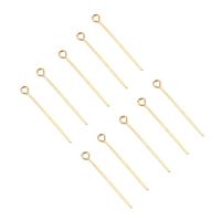 304 Stainless Steel Eyepin, 18K gold plated, DIY, golden, 0.70x50mm, 50PCs/Bag, Sold By Bag