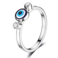 Evil Eye Jewelry Ring Finger, Aço inoxidável 304, with vidrilho, polido, joias de moda & padrão de mau-olhado & tamanho diferente para a escolha & Vario tipos a sua escolha, cor original, vendido por PC
