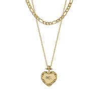 Mode-Multi-Layer-Halskette, Titanstahl, mit Verlängerungskettchen von 6cm, Herz, Modeschmuck & einstellbar & für Frau, goldfarben, Länge:ca. 40 cm, ca. 44 cm, verkauft von PC
