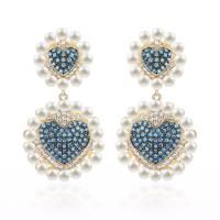 Cubic Zirconia Micro Pave Brass Earring Heart gold color plated for woman & with cubic zirconia Sold By Pair