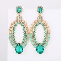 Cubic Zirconia Micro Pave Brass Earring gold color plated for woman & with cubic zirconia Sold By Pair
