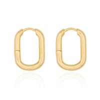 Messing Hoop Earring, guldfarve belagt, mode smykker & for kvinde, guld, 27x20mm, Solgt af par