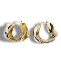 Brincos de gota de liga de zinco, cromado de cor dourada, joias de moda & para mulher, cor original, 35x37mm, vendido por par