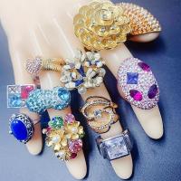 Rhinestone Finger Ring Zinc Alloy with Glass Rhinestone mixed nickel lead & cadmium free 8-25mm Sold By Bag