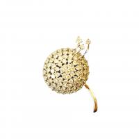 Cubic Zirconia Brooch, Brass, Dandelion, real gold plated, Unisex & micro pave cubic zirconia, nickel, lead & cadmium free, 30x40mm, 10PCs/Lot, Sold By Lot