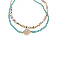 Collar de perlas de plástico, Perlas plásticas, con aleación de zinc & Acrílico, Doble capa & con el patrón de la letra & para mujer, longitud:aproximado 19.88 Inch, Vendido por UD
