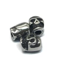 Stainless Steel Beads, 304 Stainless Steel, Skull, DIY & blacken, original color, 5.62x7.05mm, Sold By PC
