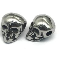 Rustfrit stål perler, 304 rustfrit stål, Skull, du kan DIY, oprindelige farve, 9.40x12.47mm, Solgt af PC