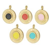 Stainless Steel Pendants, 304 Stainless Steel, Flat Round, Vacuum Ion Plating, enamel, more colors for choice, 15x9x2.50mm, Hole:Approx 2mm, Sold By PC