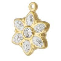 Stainless Steel Pendants 304 Stainless Steel Flower Vacuum Ion Plating with rhinestone golden Approx 1mm Sold By PC
