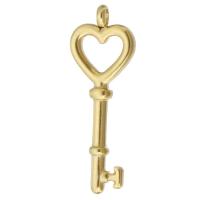 Stainless Steel Pendants 304 Stainless Steel Key Vacuum Ion Plating hollow golden Approx 2mm Sold By PC