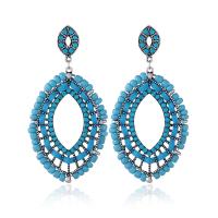 Rhinestone Earring, Tibetan Style, with Velveteen & Seedbead, fashion jewelry & for woman & with rhinestone, more colors for choice, nickel, lead & cadmium free, 86x60mm, Sold By Pair