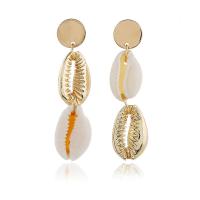 Zinc Alloy Drop Earrings with Shell KC gold color plated fashion jewelry & for woman nickel lead & cadmium free Sold By Pair