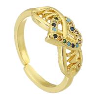 Cubique anneau en laiton Circonia Micro Pave, Placage de couleur d'or, bijoux de mode & pavé de micro zircon & pour femme, multicolore, 8mm, Taille:5.5, 10PC/lot, Vendu par lot