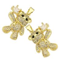 Cubic Zirconia Micro Pave Brass Pendant Bear gold color plated fashion jewelry & DIY & micro pave cubic zirconia & for woman golden Approx 3.5mm Sold By Lot