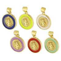 Brass Jewelry Pendants, Round, gold color plated, fashion jewelry & DIY & for woman & enamel, more colors for choice, 16x18x2mm, Hole:Approx 3mm, 10PCs/Lot, Sold By Lot