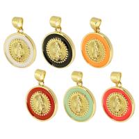 Brass Jewelry Pendants, Round, gold color plated, fashion jewelry & DIY & for woman & enamel, more colors for choice, 16x18x2.50mm, Hole:Approx 3.5mm, Sold By PC