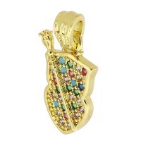 Cubic Zirconia Micro Pave Brass Pendant gold color plated fashion jewelry & DIY & micro pave cubic zirconia & for woman multi-colored Approx 2.5mm Sold By Lot