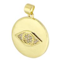 Cubic Zirconia Micro Pave Brass Pendant, Round, gold color plated, fashion jewelry & DIY & evil eye pattern & micro pave cubic zirconia & for woman, golden, 20x22x2.50mm, Hole:Approx 3.5mm, 10PCs/Lot, Sold By Lot