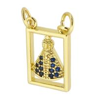 Cubic Zirconia Micro Pave Brass Pendant Rectangle gold color plated fashion jewelry & DIY & micro pave cubic zirconia & for woman & double-hole two different colored Approx 3mm Sold By Lot