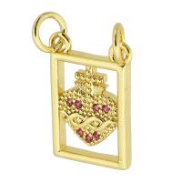 Cubic Zirconia Micro Pave Brass Pendant, Rectangle, gold color plated, fashion jewelry & DIY & micro pave cubic zirconia & for woman & double-hole, two different colored, 11x17x2mm, Hole:Approx 3mm, 10PCs/Lot, Sold By Lot