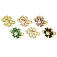 Cubic Zirconia Micro Pave Brass Connector, Flower, gold color plated, fashion jewelry & DIY & micro pave cubic zirconia & for woman, more colors for choice, 15x10x4mm, Hole:Approx 1mm, 10PCs/Lot, Sold By Lot