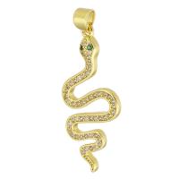 Cubic Zirconia Micro Pave Brass Pendant Snake gold color plated fashion jewelry & DIY & micro pave cubic zirconia & for woman golden Approx 3mm Sold By Lot