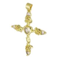 Cubic Zirconia Micro Pave Brass Pendant Cross gold color plated fashion jewelry & DIY & micro pave cubic zirconia & for woman golden Approx 3mm Sold By Lot