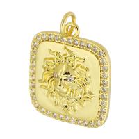 Cubic Zirconia Micro Pave Brass Pendant Square gold color plated fashion jewelry & DIY & micro pave cubic zirconia & for woman golden Approx 3mm Sold By Lot