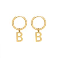 Titanium Steel  Earring Letter B Vacuum Ion Plating for woman golden Sold By Pair