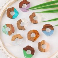 Wood Pendants, with Resin, epoxy gel, Unisex, more colors for choice, 28x28mm, Approx 10PCs/Bag, Sold By Bag