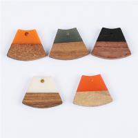 Wood Pendants, with Resin, Fan, epoxy gel, Unisex, more colors for choice, 23x18mm, Approx 10PCs/Bag, Sold By Bag
