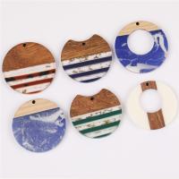 Wood Pendants, with Resin, epoxy gel, Unisex & different styles for choice, more colors for choice, Approx 10PCs/Bag, Sold By Bag