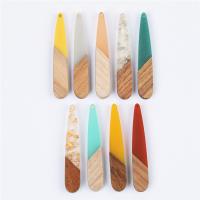 Wood Pendants, with Resin, Teardrop, epoxy gel, Unisex, more colors for choice, 8x44mm, Approx 20PCs/Bag, Sold By Bag